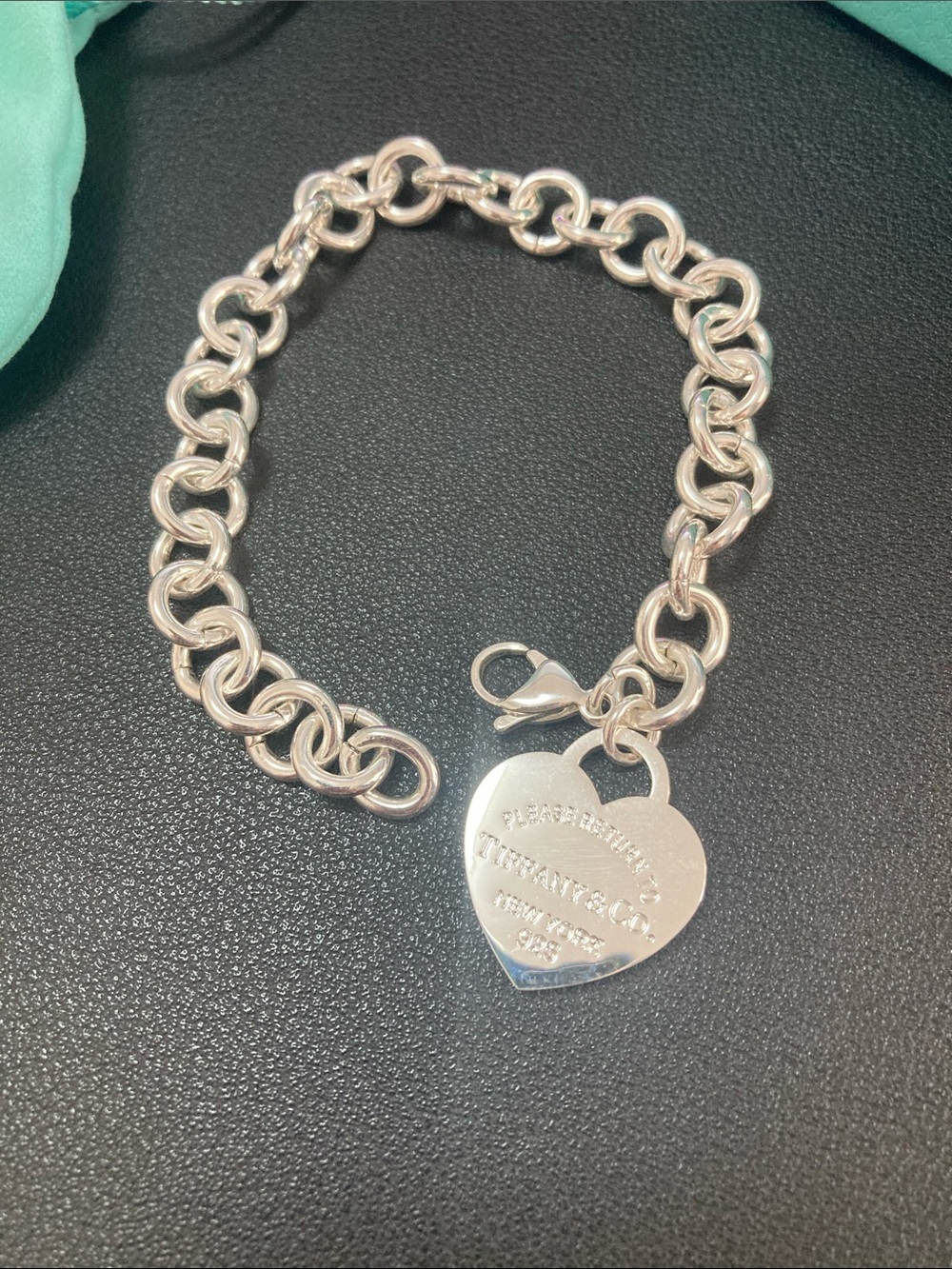 Tiffany & Co. Sterling Silver Heart Tag Charm Bracelet - Silver